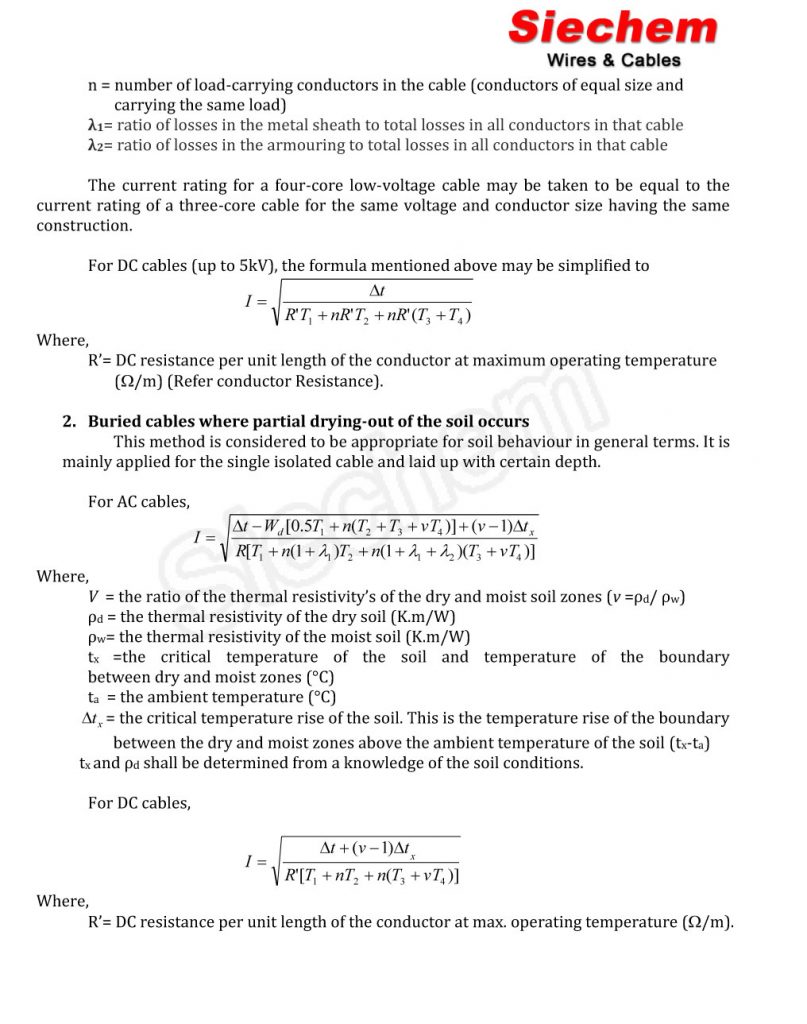 Current Carrying Capacity Calculation Siechem